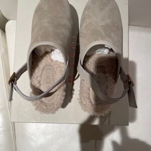 M.Gemi Greta Backstrap with Shearling Clog  -   Size 6